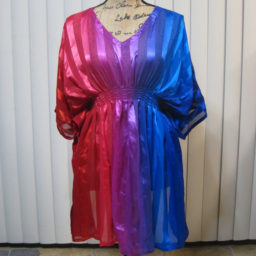 NWOT La Leela blue red purple swim cover up OS